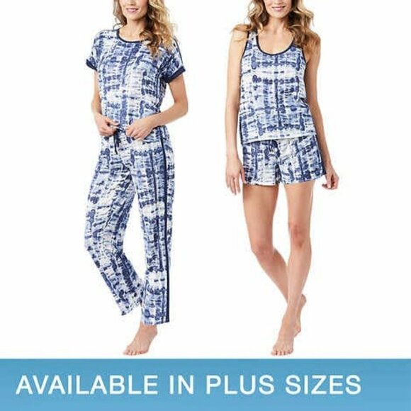NWT Lucky Brand PLUS Super Soft Tie Dye Print 4-Piece Lounge Pajama Set - Picture 1 of 9